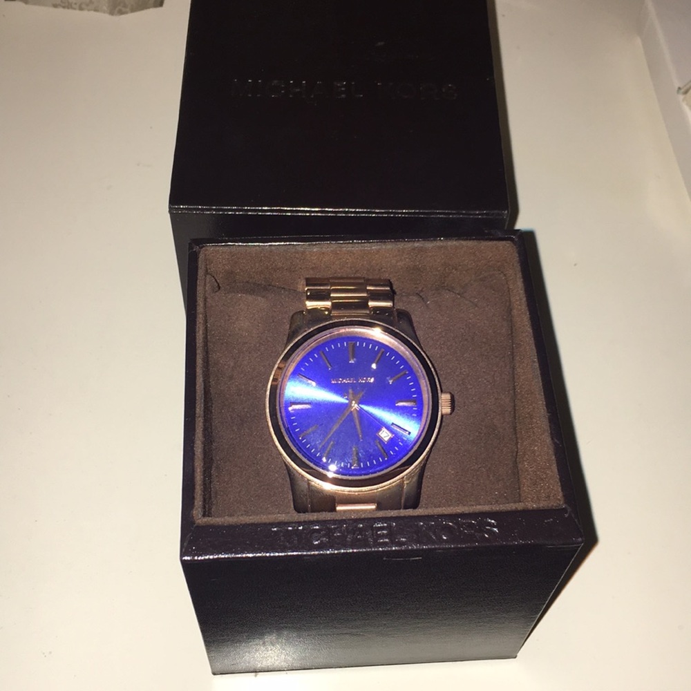 Blue and gold Michaels Kors watch